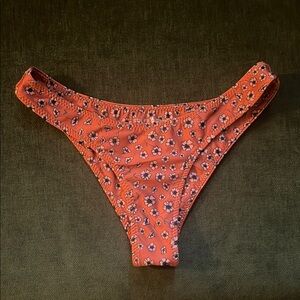 Floral Bikini Bottom - Orange/Red